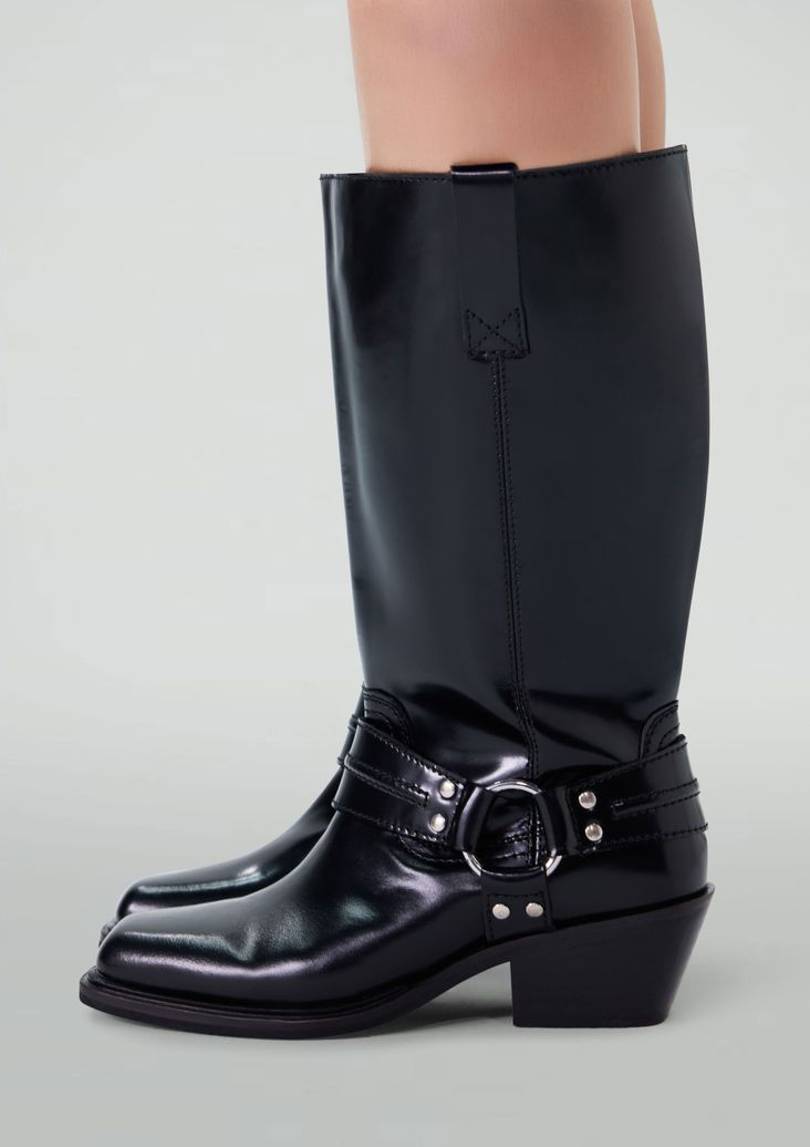 Zwarte leren biker boots