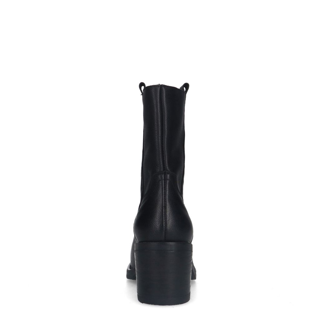 Schwarze Lederstiefeletten mit Absatz