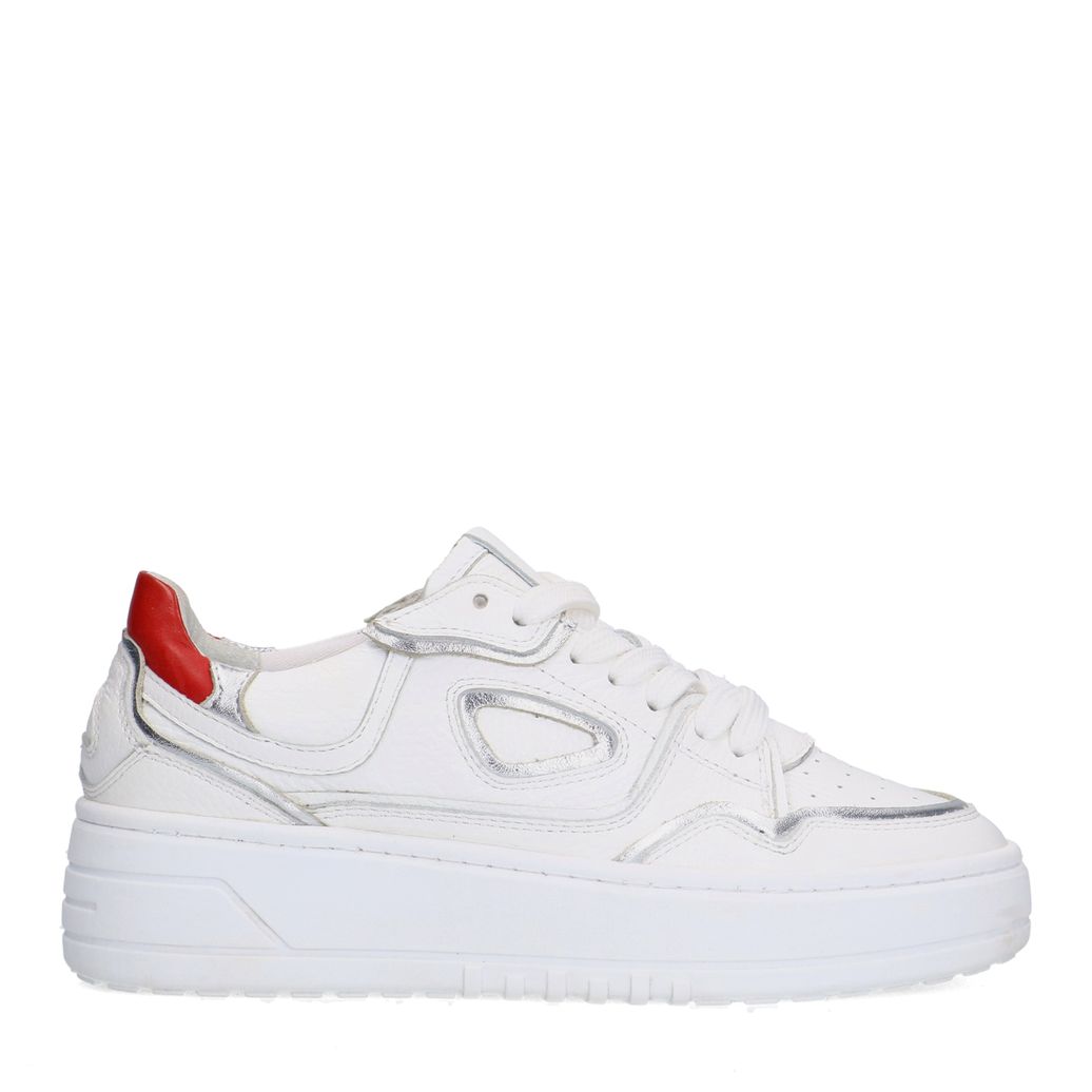 Baskets en cuir avec détails argentés - blanc