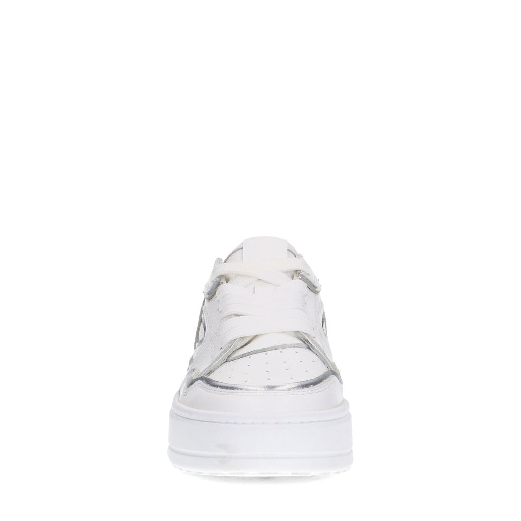 Baskets en cuir avec détails argentés - blanc
