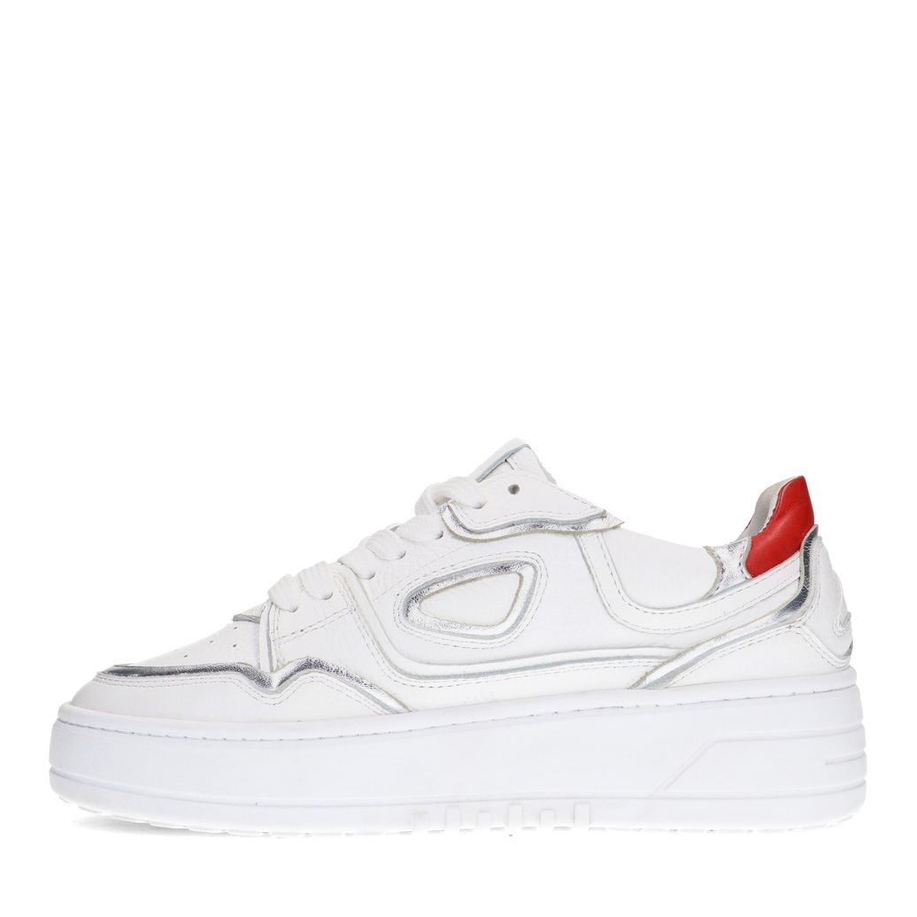 Baskets en cuir avec détails argentés - blanc