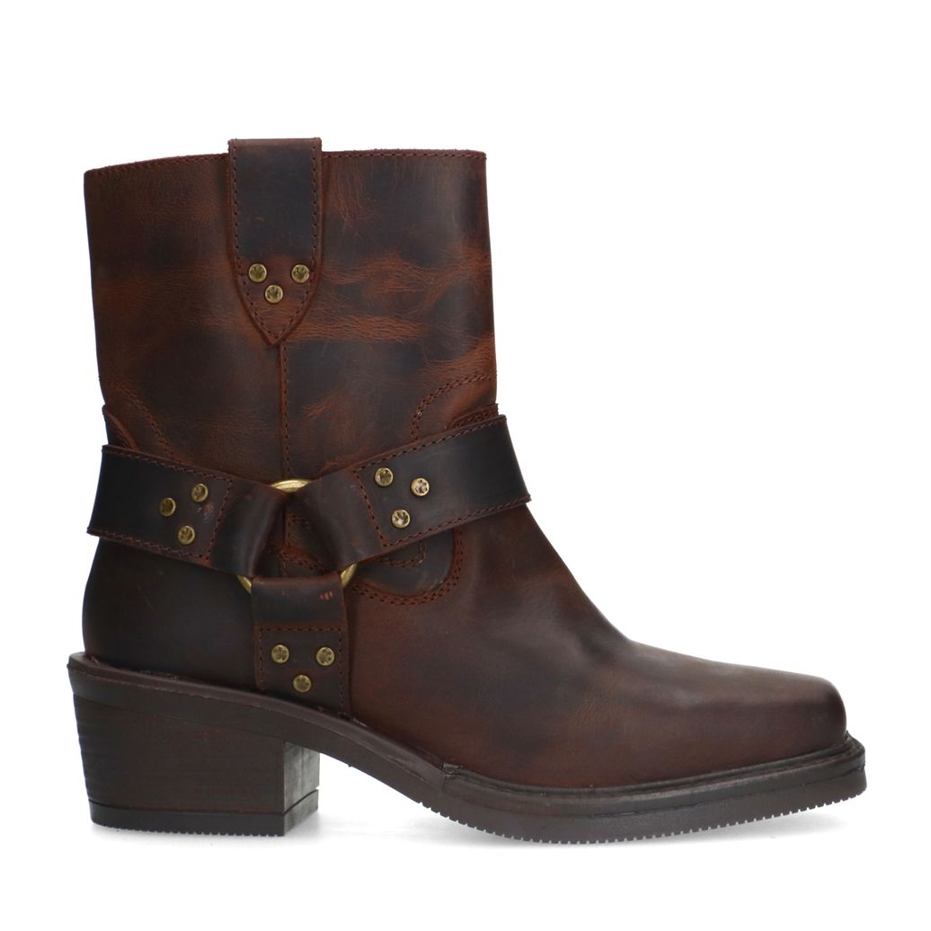 Bottes motardes en cuir - marron foncé