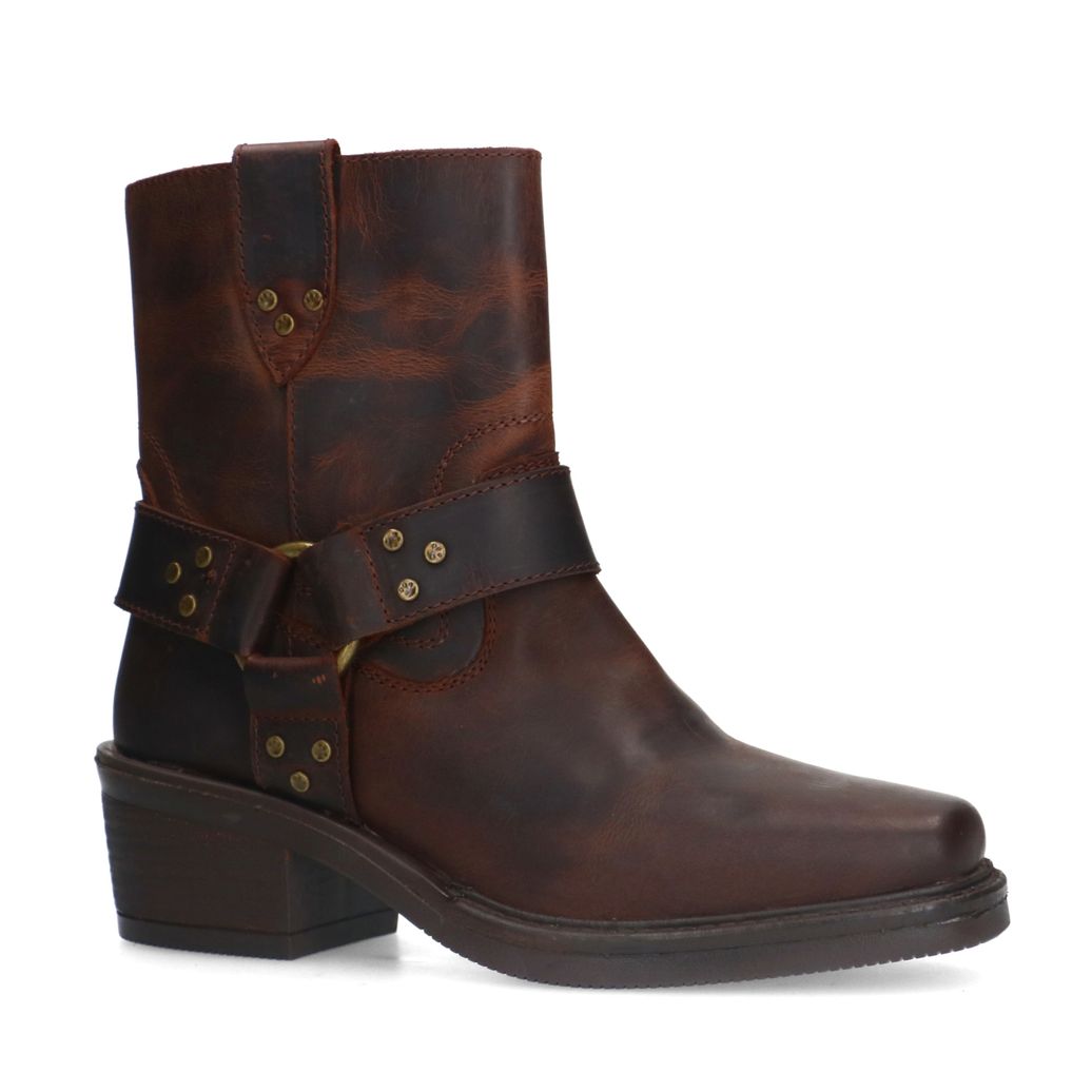 Bottes motardes en cuir - marron foncé
