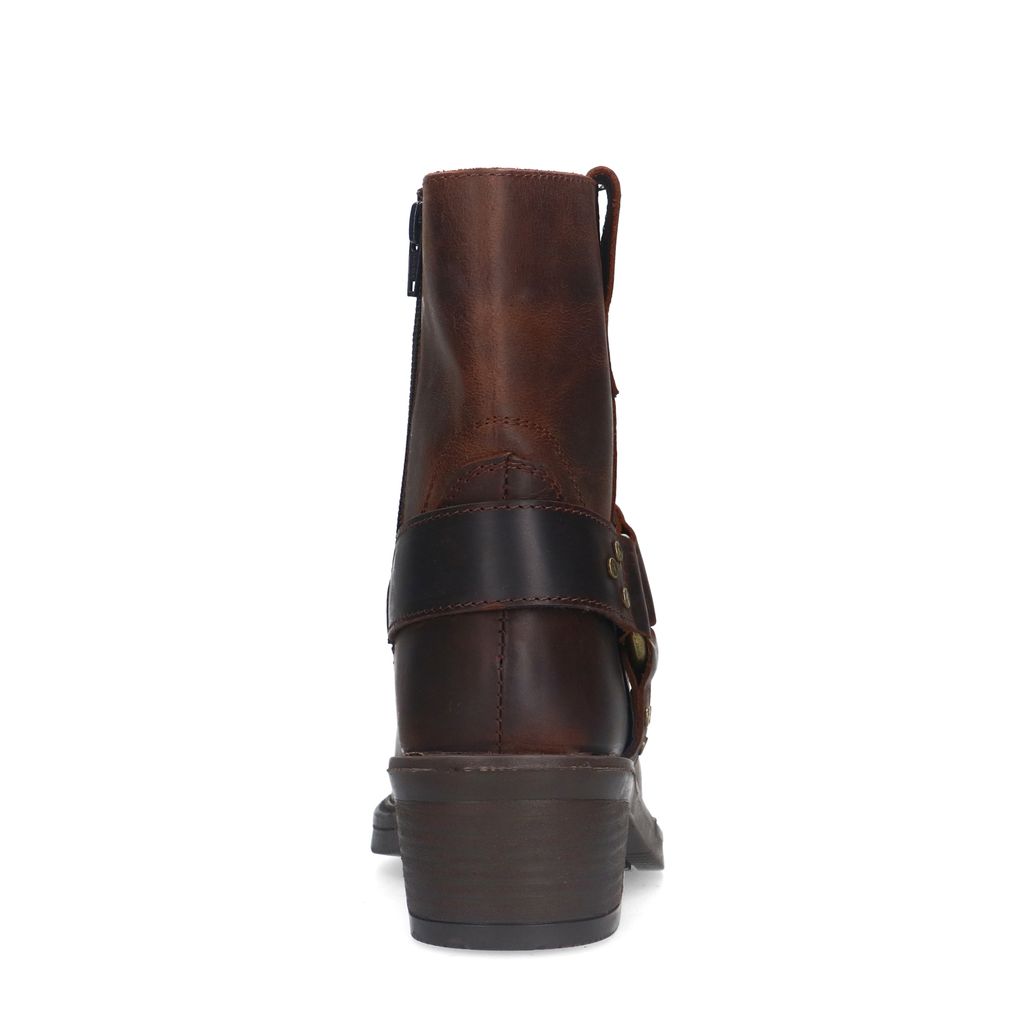 Bottes motardes en cuir - marron foncé