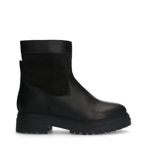 Zwarte leren chelsea boots met imitatiebont