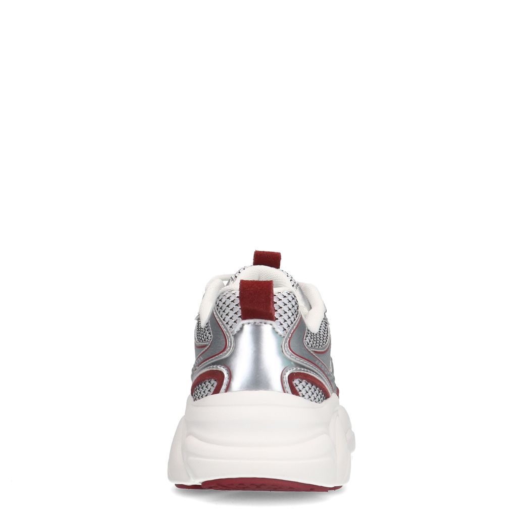 Zilveren metallic sneakers met rode details