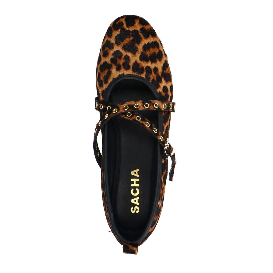 Leopard ballerina's met studs