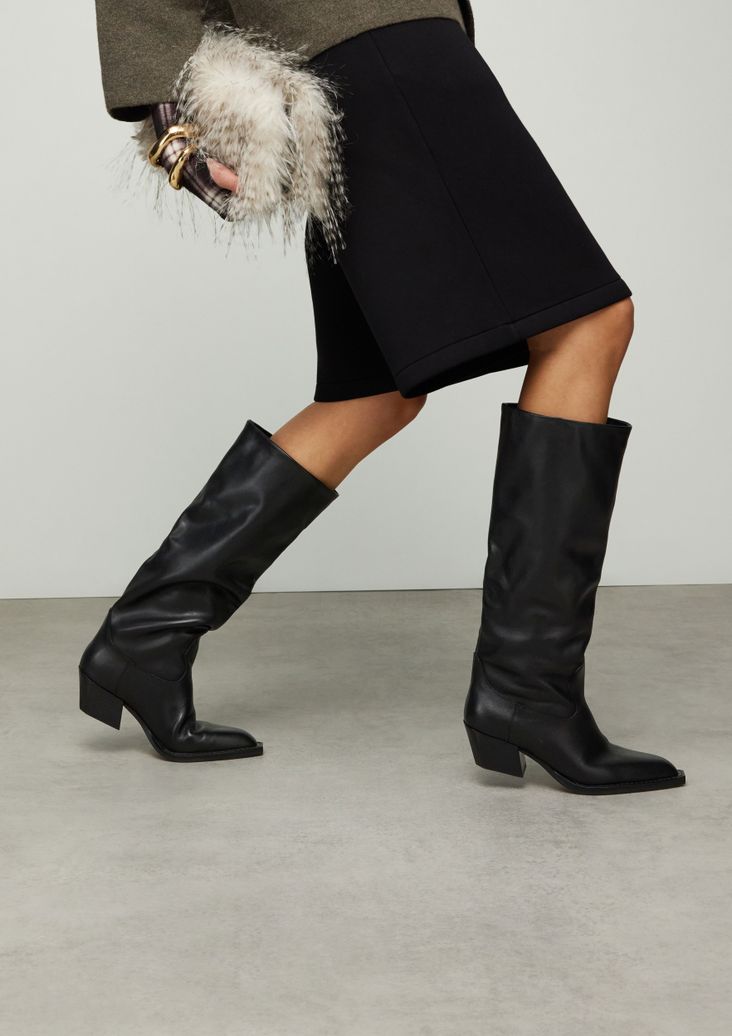 Zwarte leren cowboylaarzen