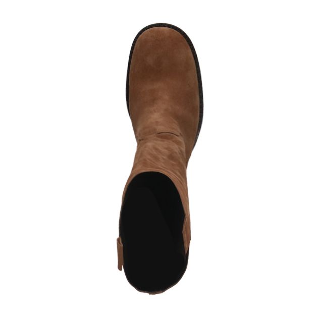 Bottes hautes en daim avec talon cubain - taupe