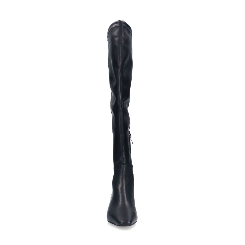 Zwarte hoge stretch laarzen met kitten heel