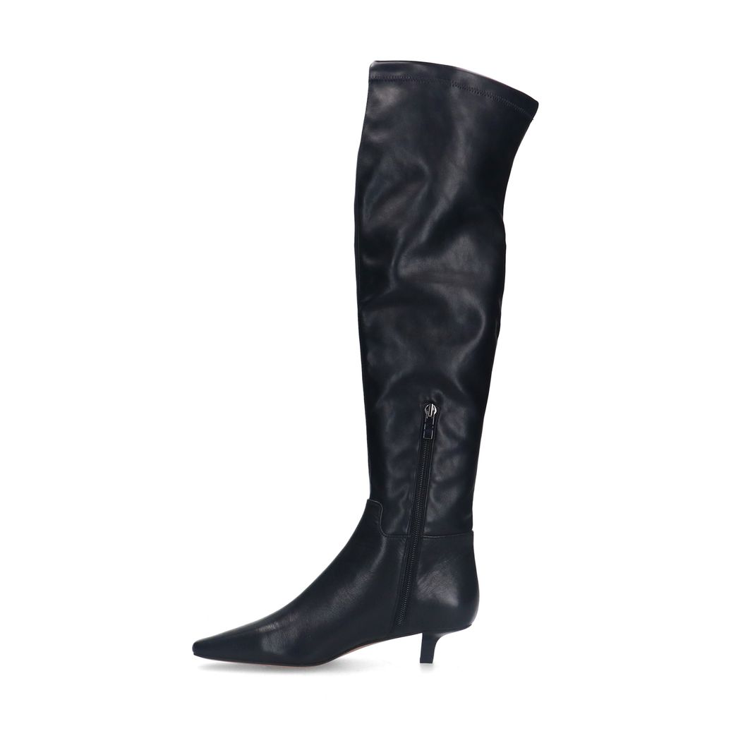 Zwarte hoge stretch laarzen met kitten heel