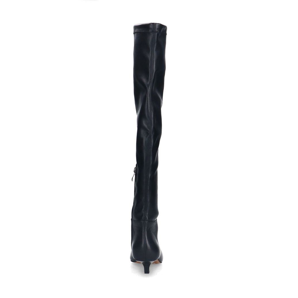 Zwarte hoge stretch laarzen met kitten heel