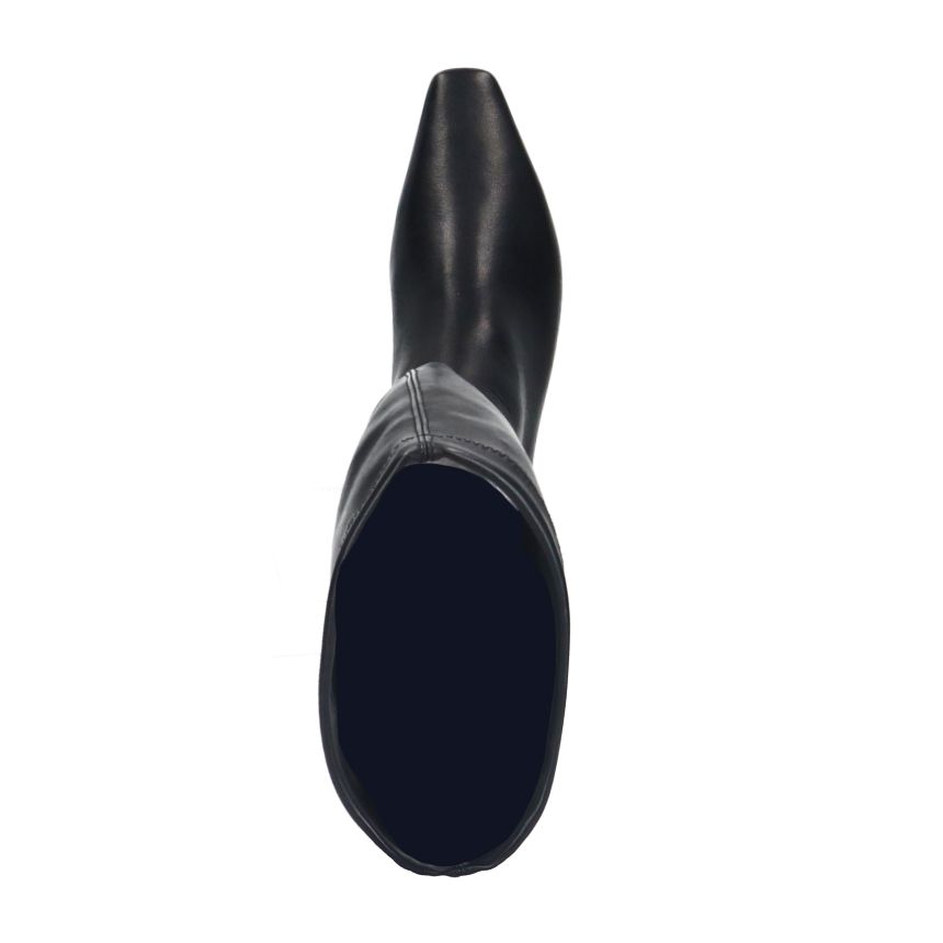 Zwarte hoge stretch laarzen met kitten heel