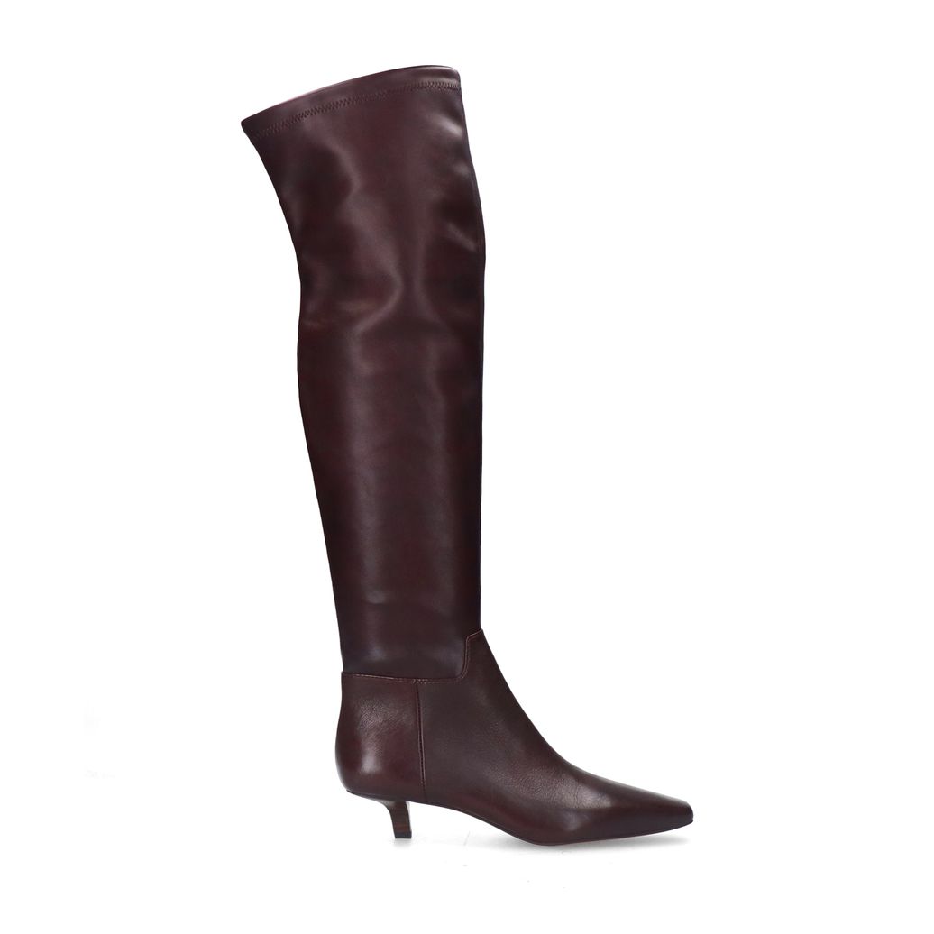 Bottes hautes stretch à petit talon - bordeaux