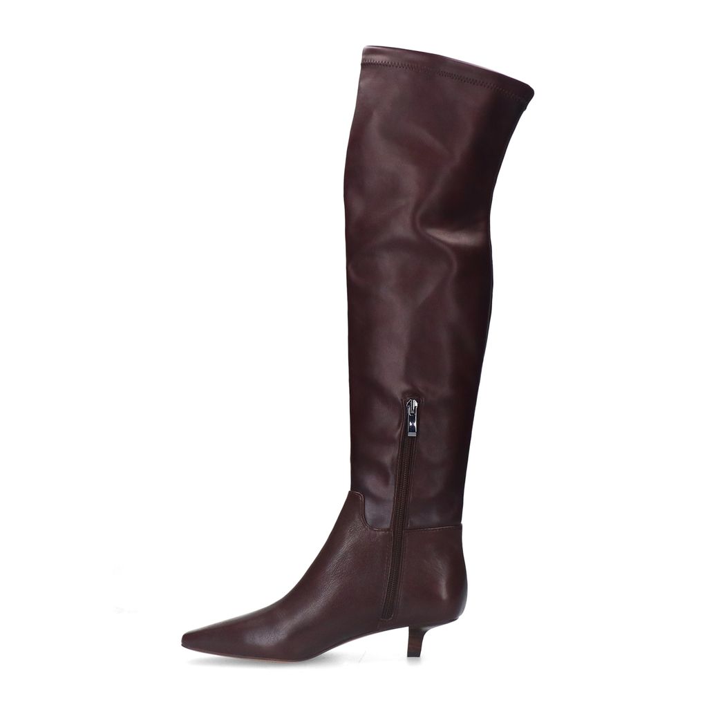 Bottes hautes stretch à petit talon - bordeaux