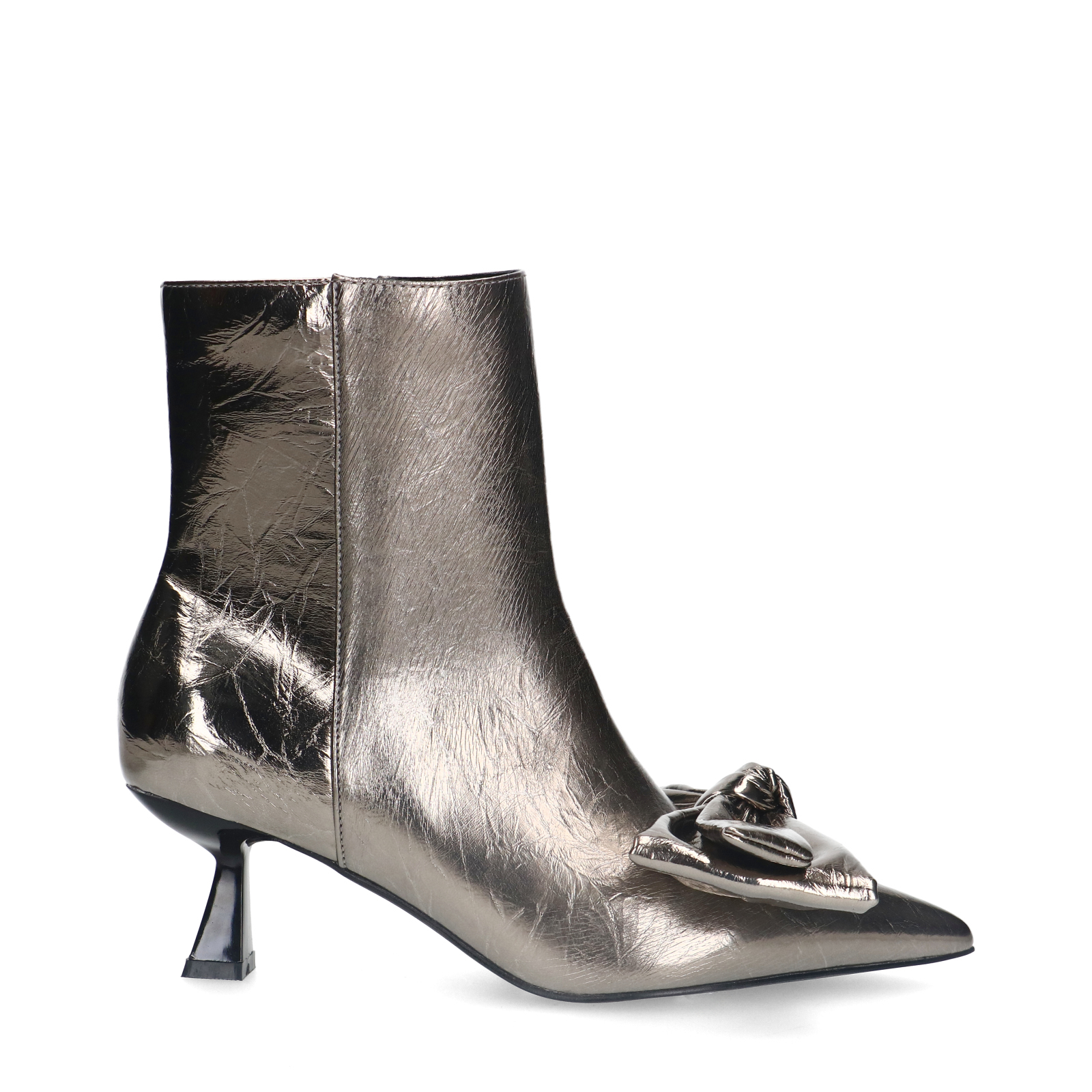 Antraciet metallic enkellaarsjes met hak | Enkellaarsjes met hak | Sacha |  Sacha