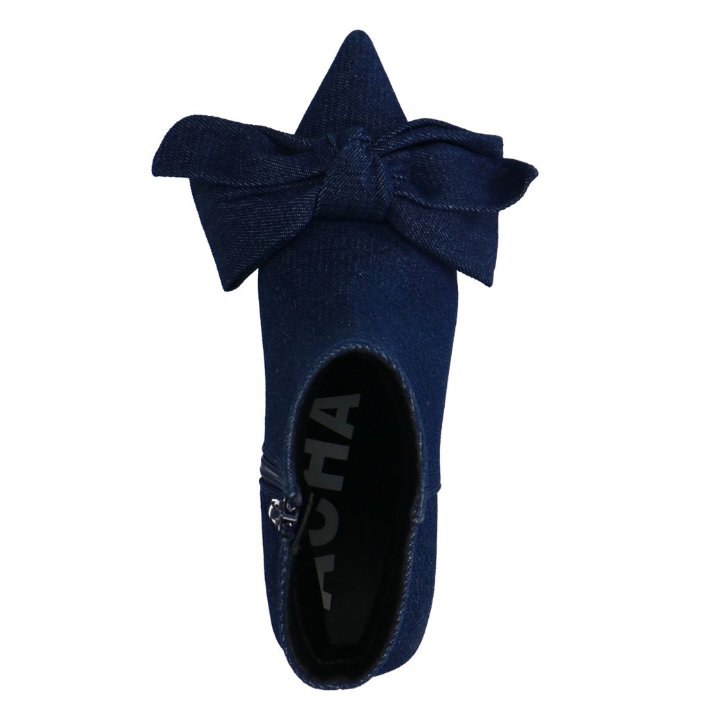 Blauwe denim enkellaarsjes met hak