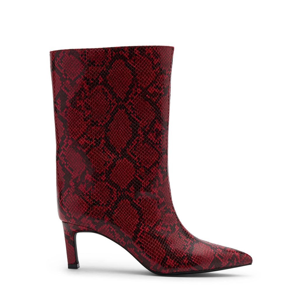 Bottines serpent à talon - rouge