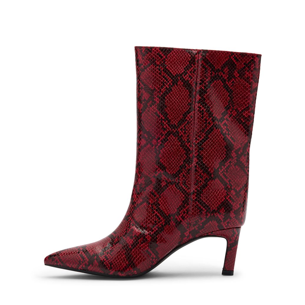 Bottines serpent à talon - rouge