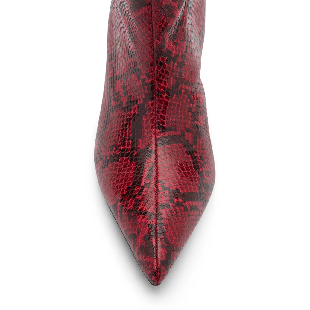Bottines serpent à talon - rouge