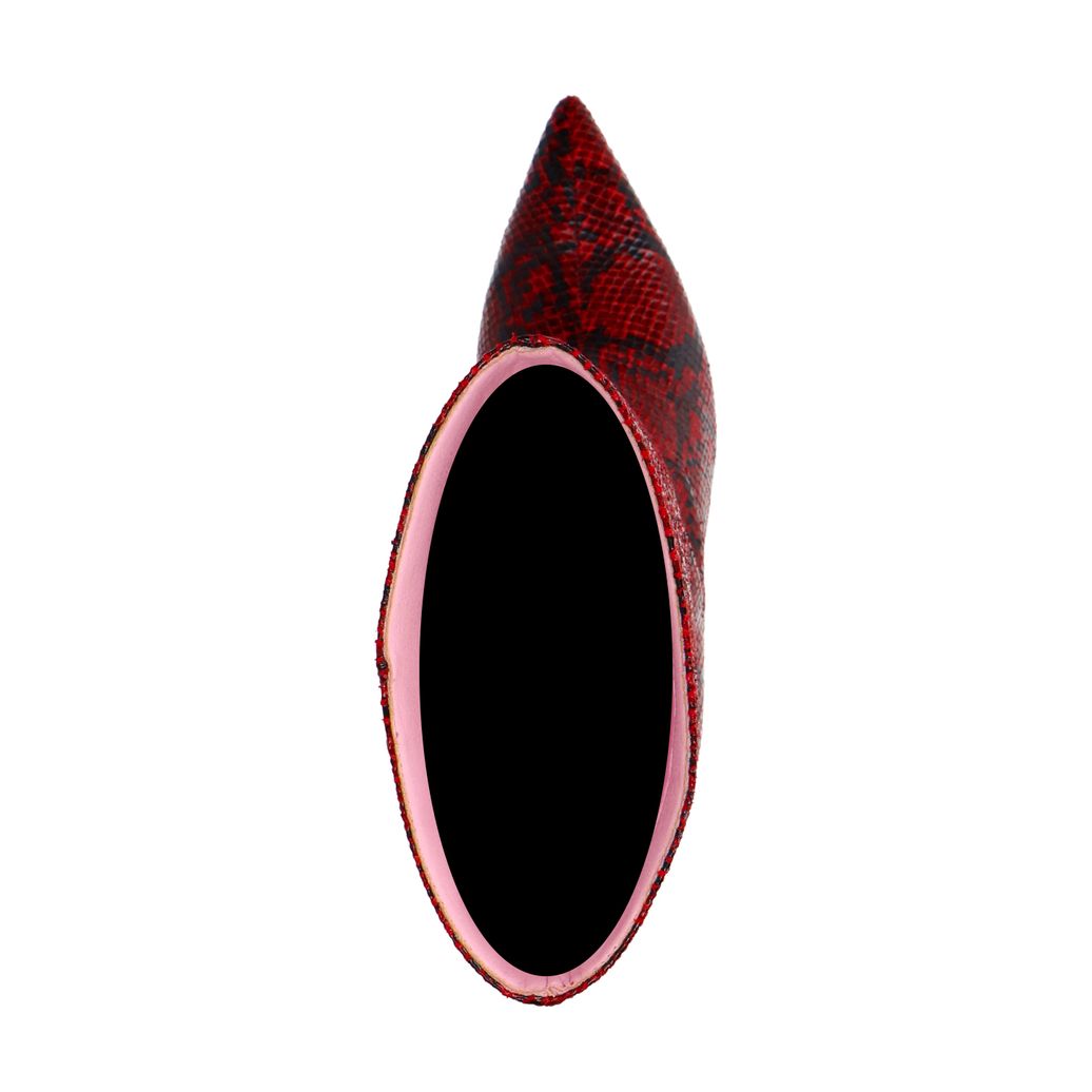 Bottines serpent à talon - rouge