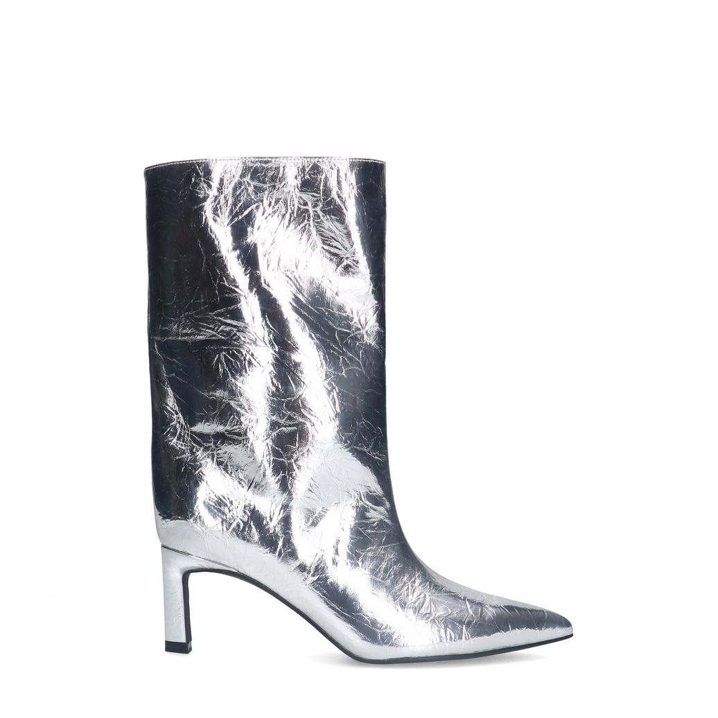 Bottines métallisées à talon - argenté