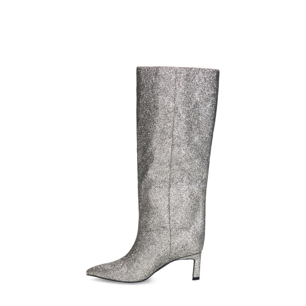 Zilveren hoge glitter laarzen met hak