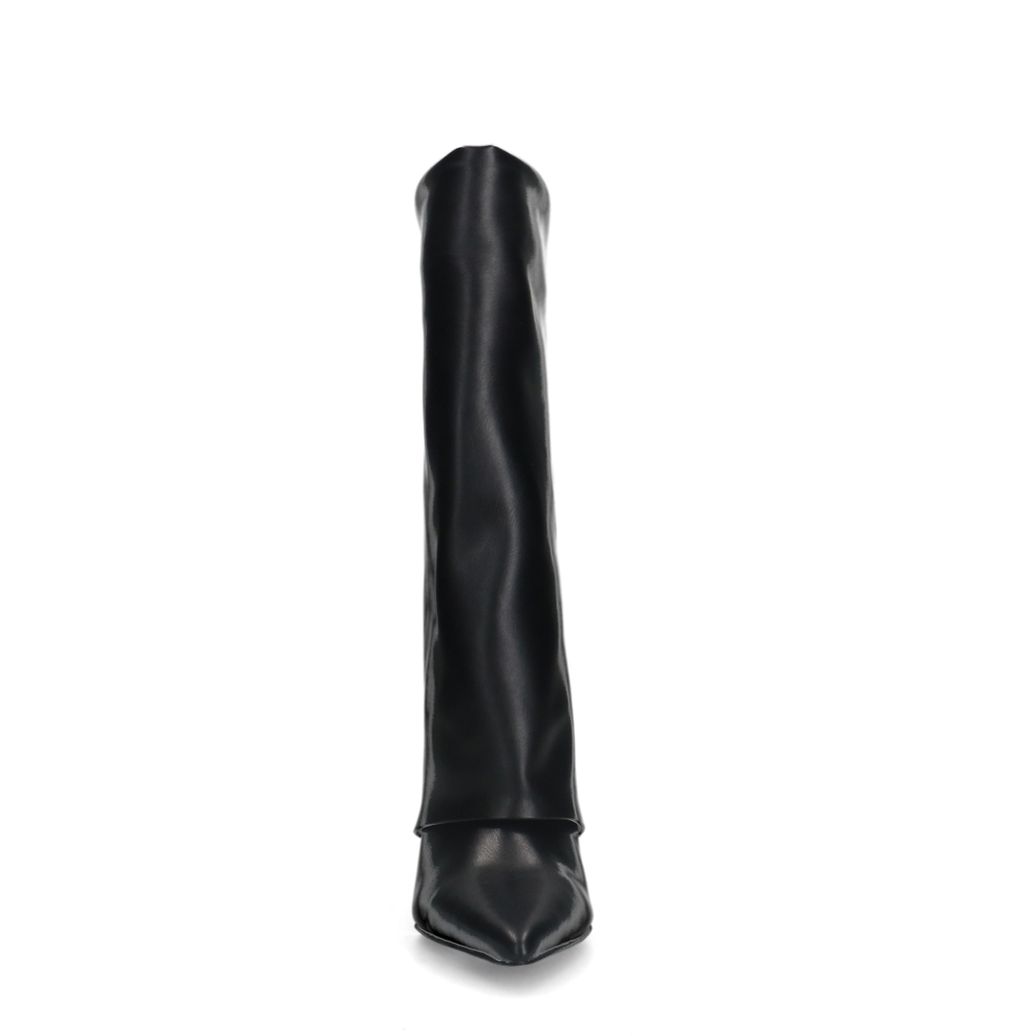 Schwarze Stiefel mit Umschlag und Keilabsatz