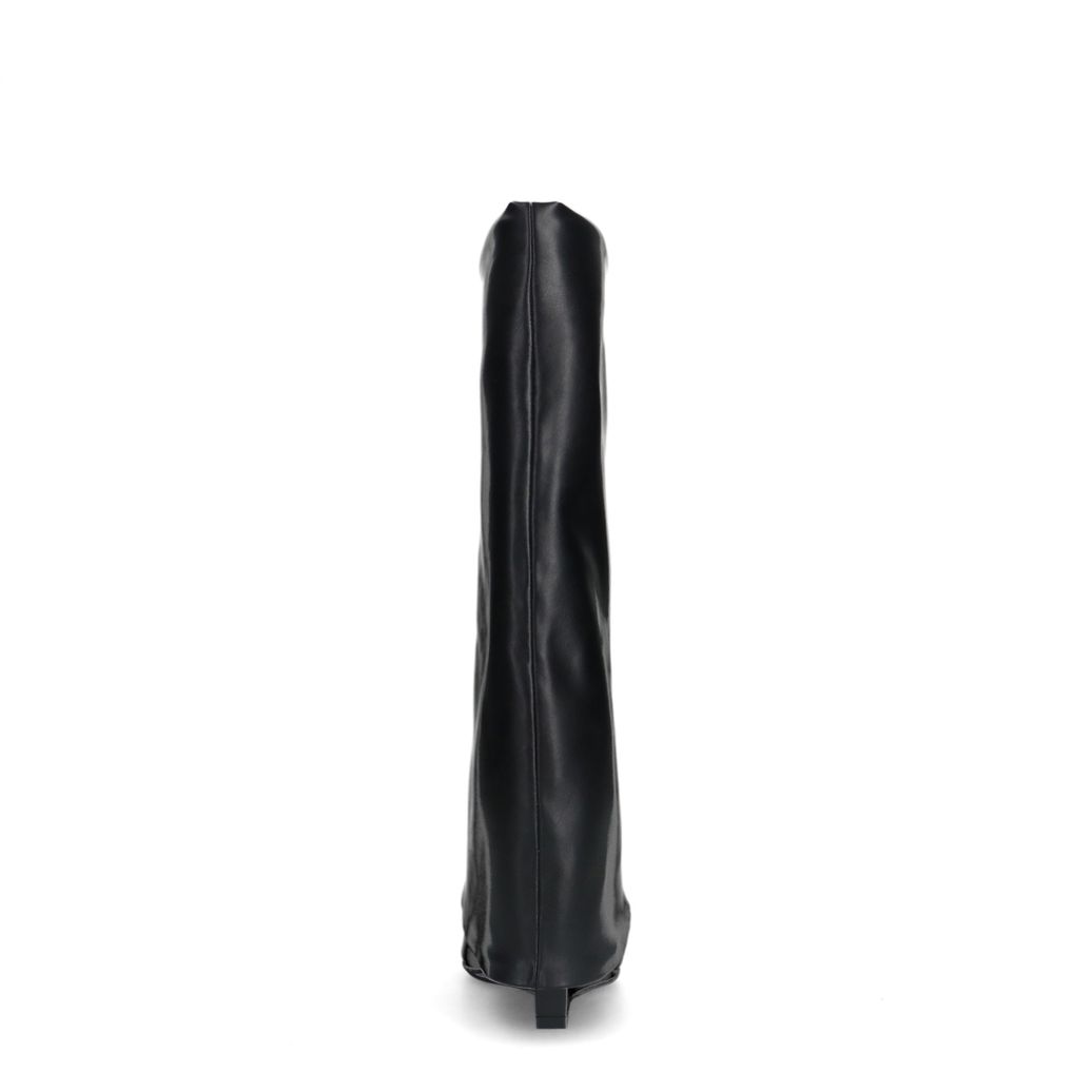 Schwarze Stiefel mit Umschlag und Keilabsatz