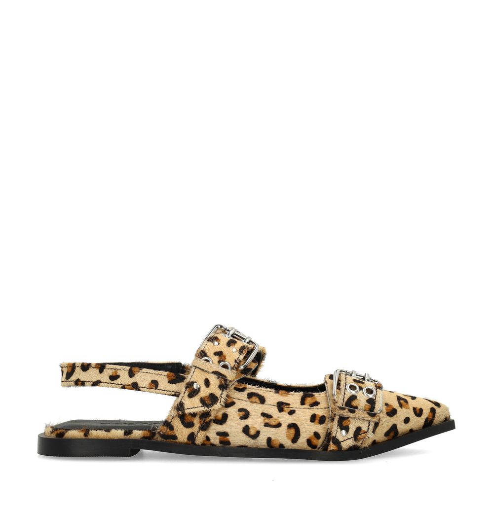 Slingbacks mit Schnallen und Leoprint
