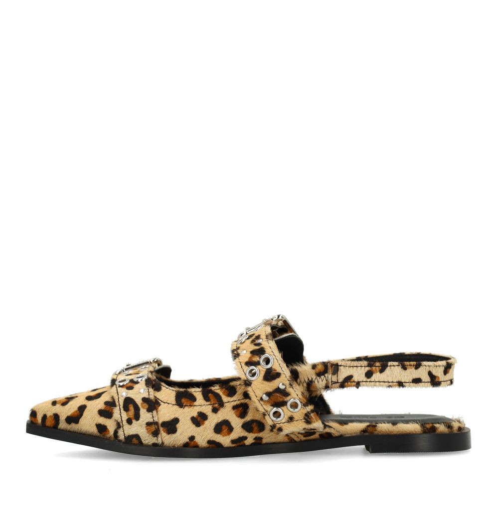 Leopard buckle slingbacks