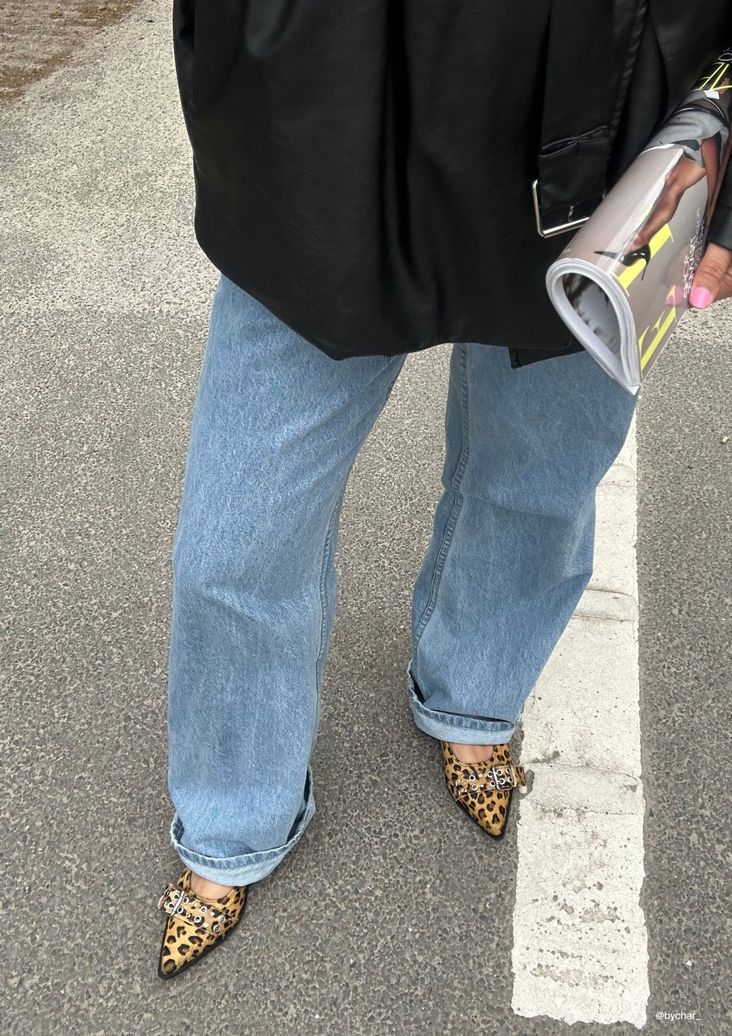 Leopard buckle slingbacks