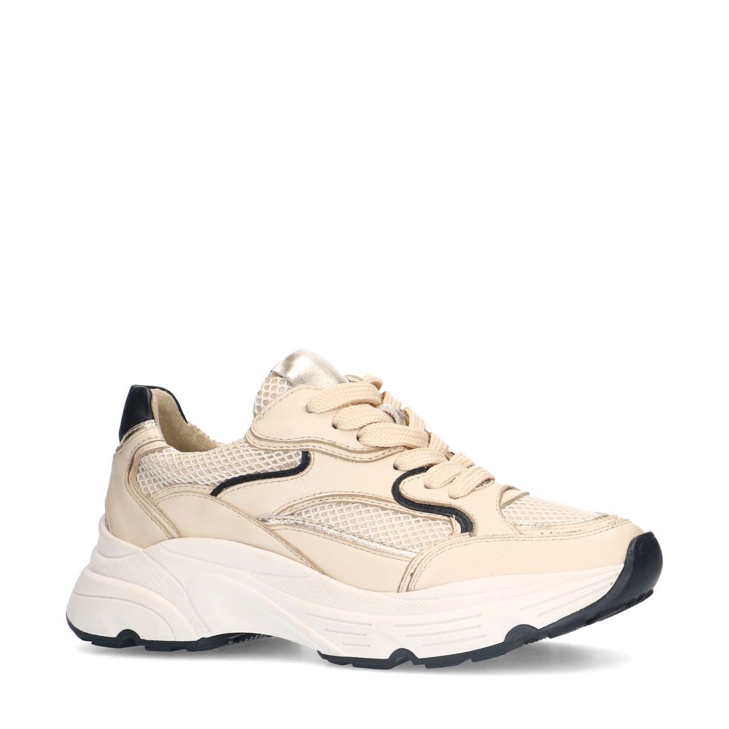 Baskets en cuir avec détails dorés - beige