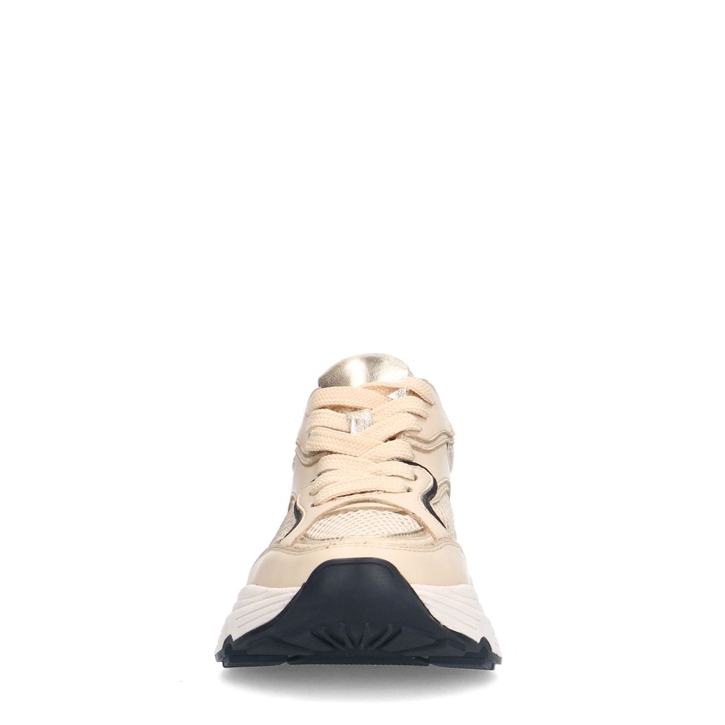 Baskets en cuir avec détails dorés - beige