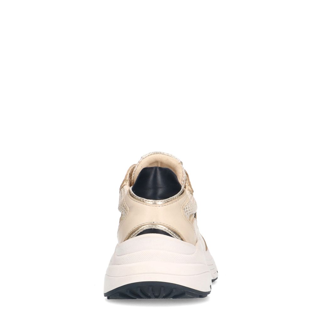Baskets en cuir avec détails dorés - beige