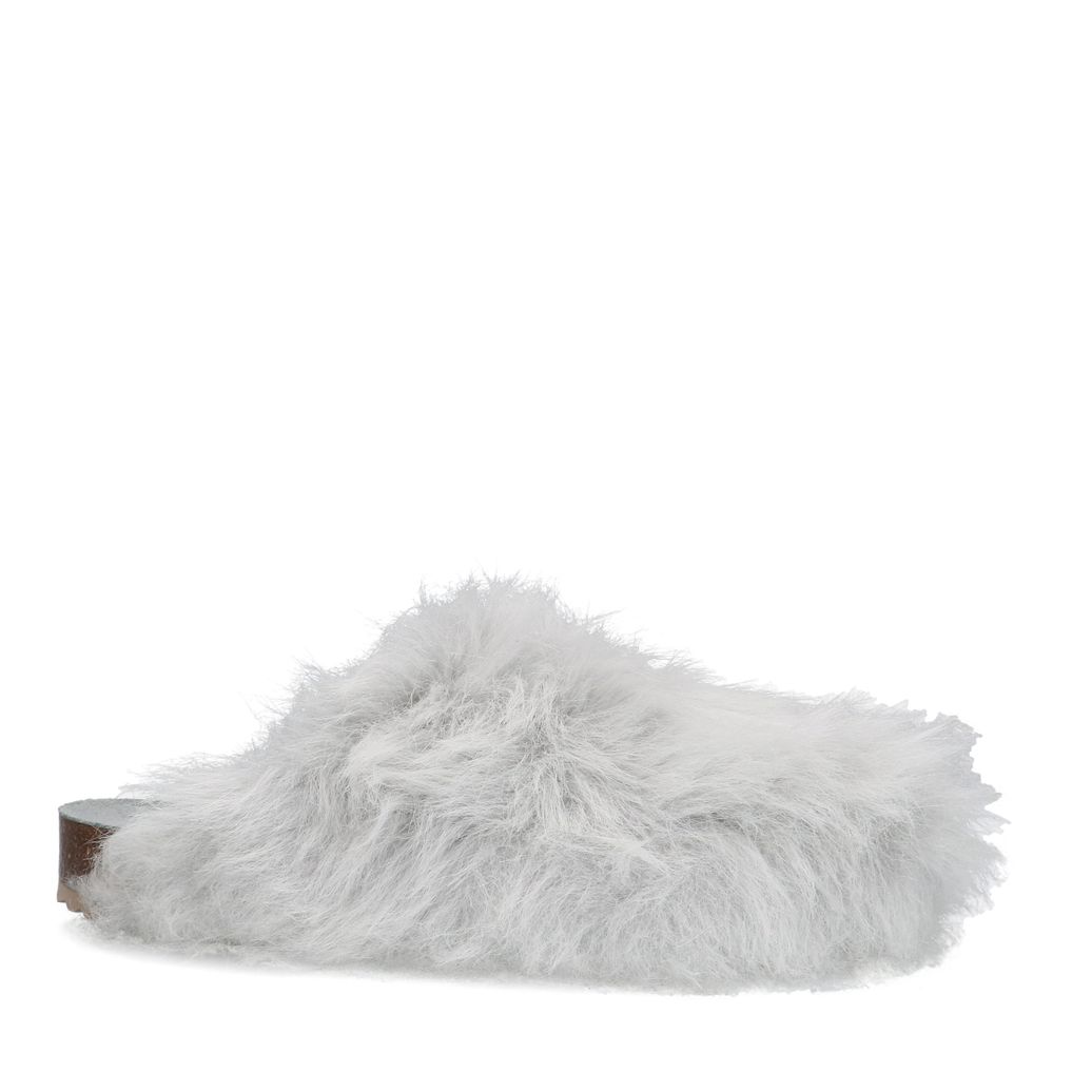 Lichtblauwe fluffy clogs