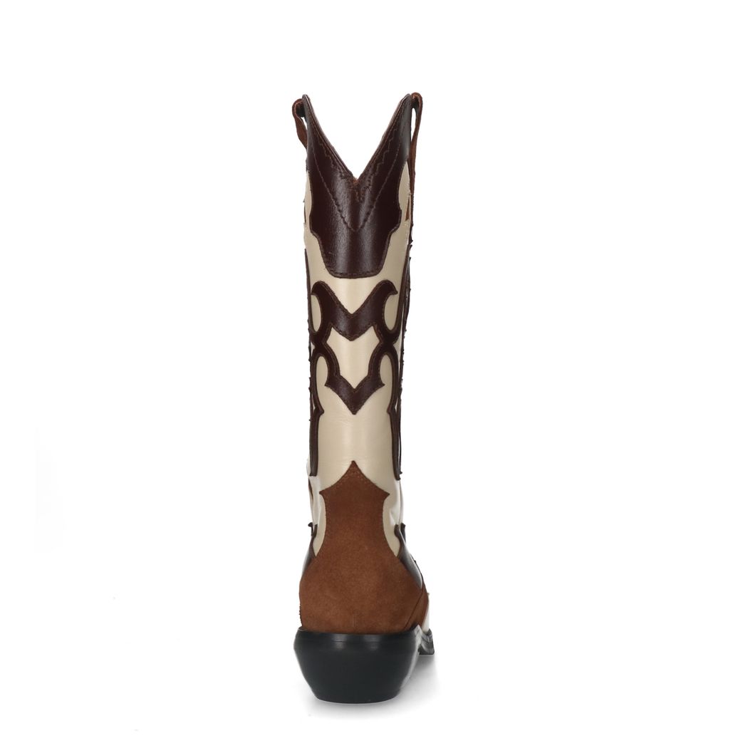 Cognac leren cowboylaarzen met sierstiksels