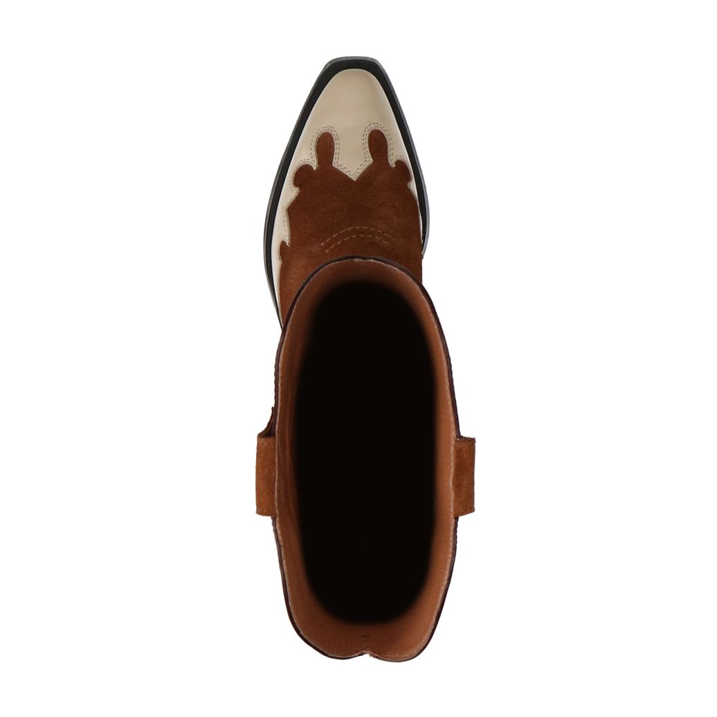 Cognacfarbene Leder-Cowboystiefel mit Stickerei