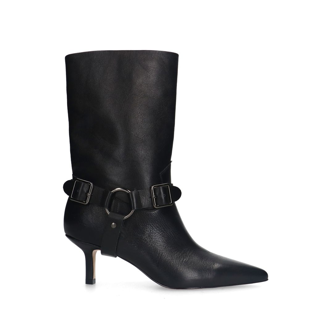 Bottines à talon et boucle en cuir - noir