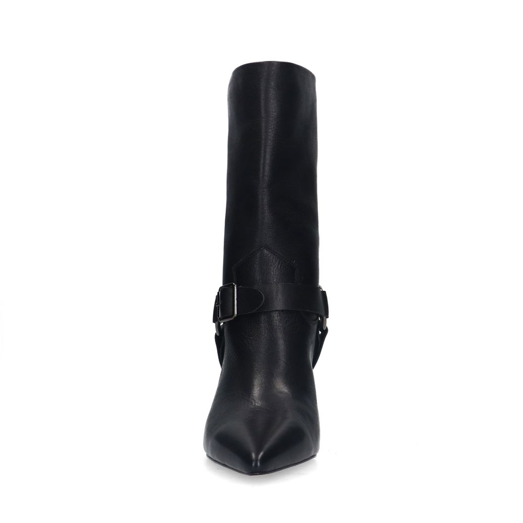 Bottines à talon et boucle en cuir - noir