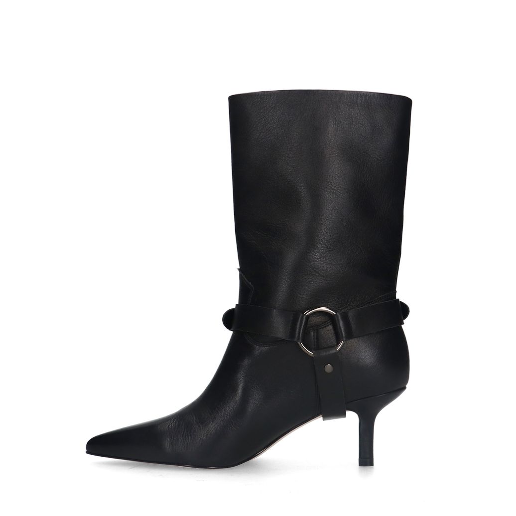 Bottines à talon et boucle en cuir - noir