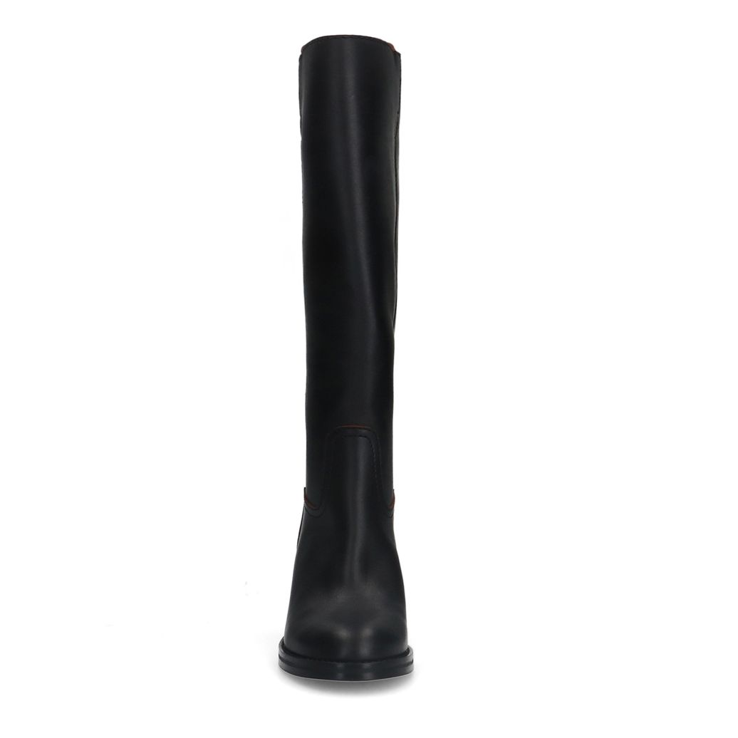 Schwarze Lederstiefel mit Absatz