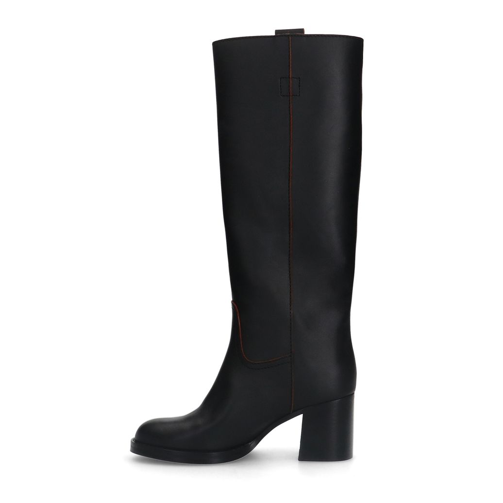 Schwarze Lederstiefel mit Absatz