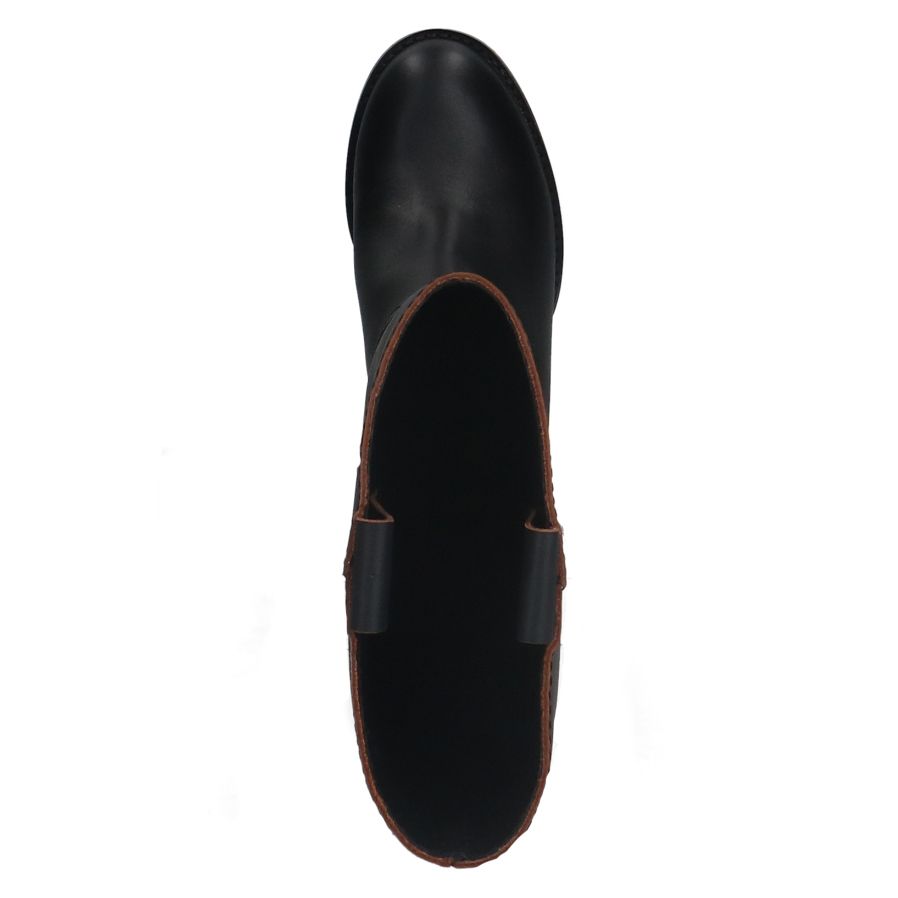 Schwarze Lederstiefel mit Absatz