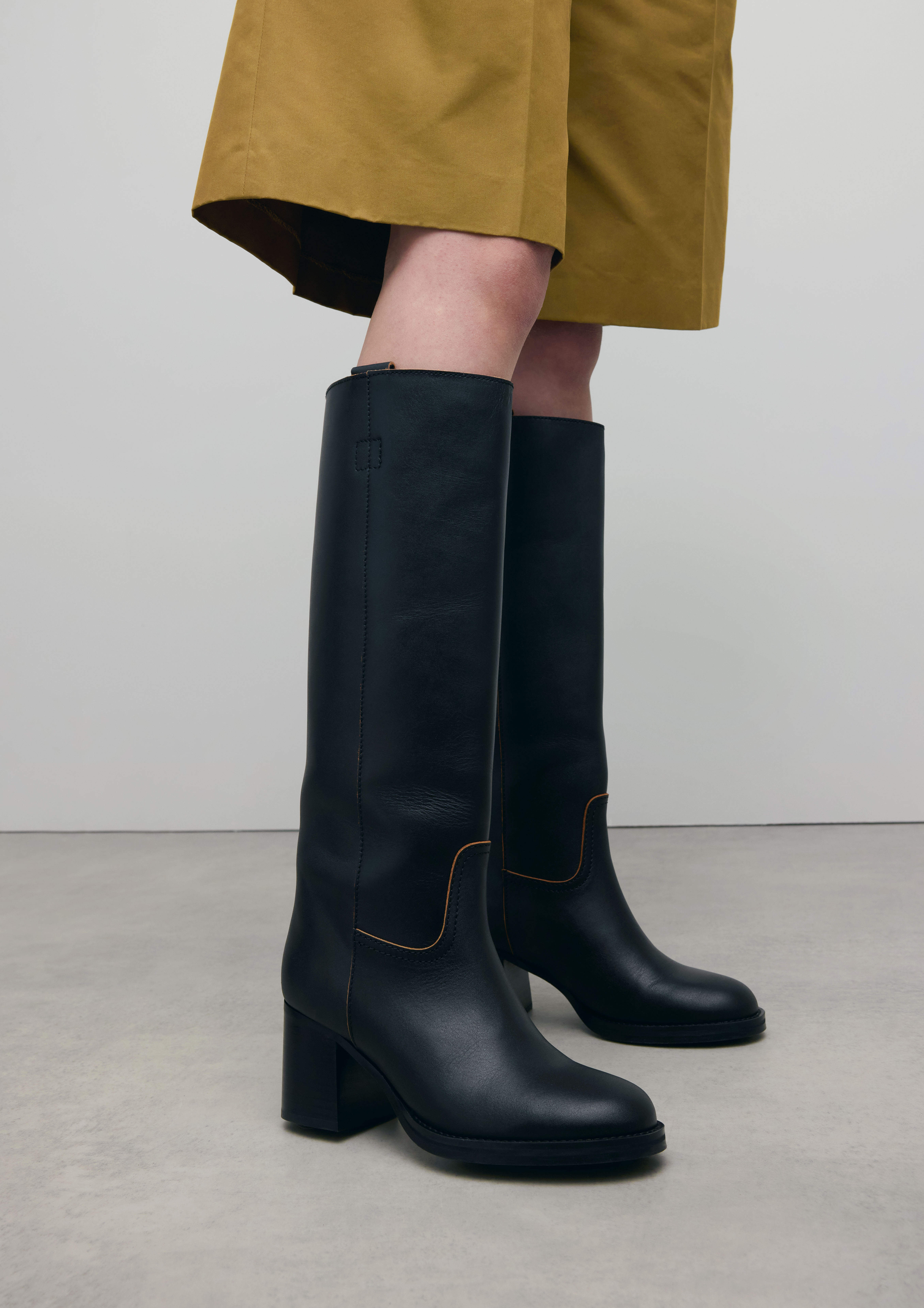 Bottes Sacha Chaussures Soldes Bottes Hautes à Talon En Cuir Noir