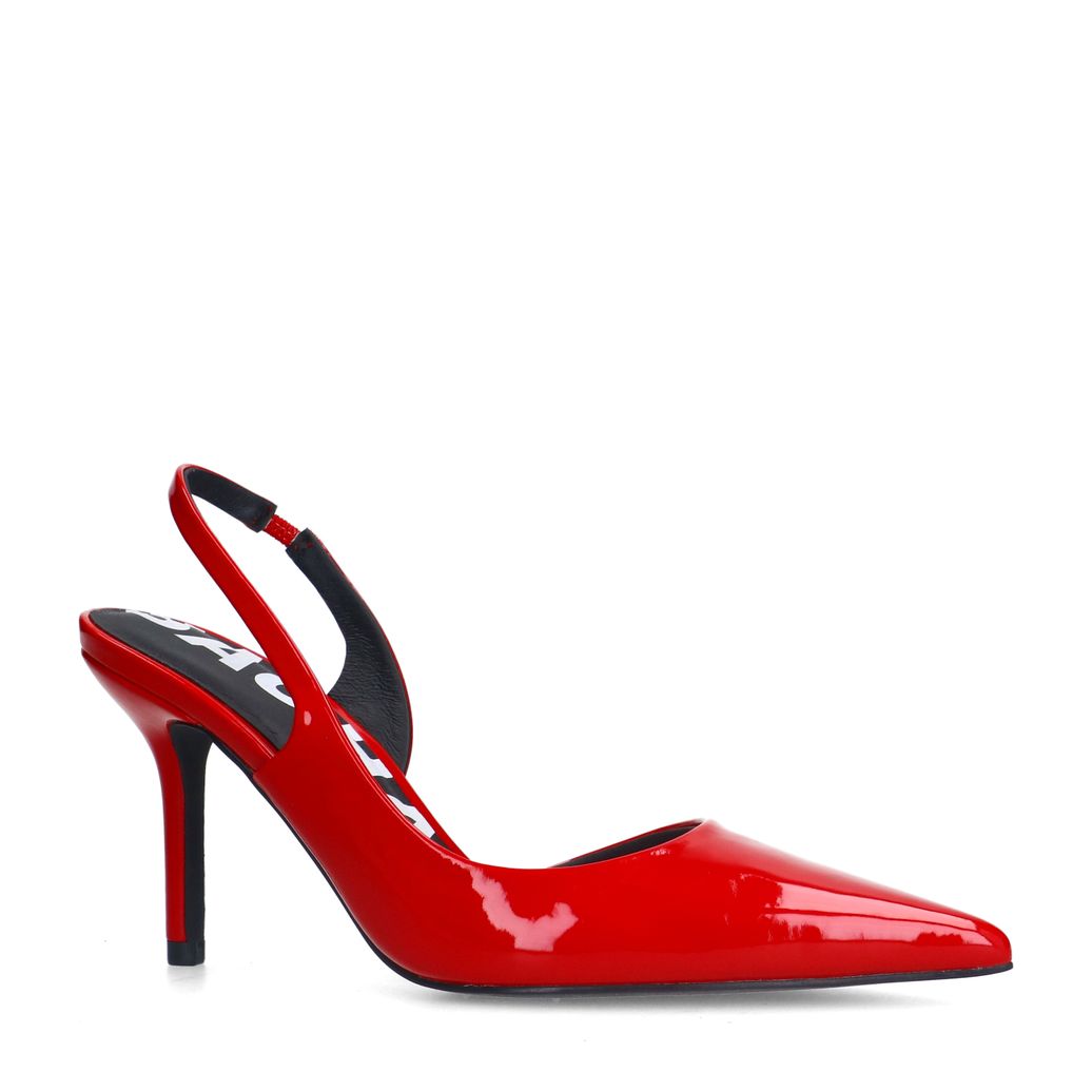 Rote Slingbackpumps aus Lack