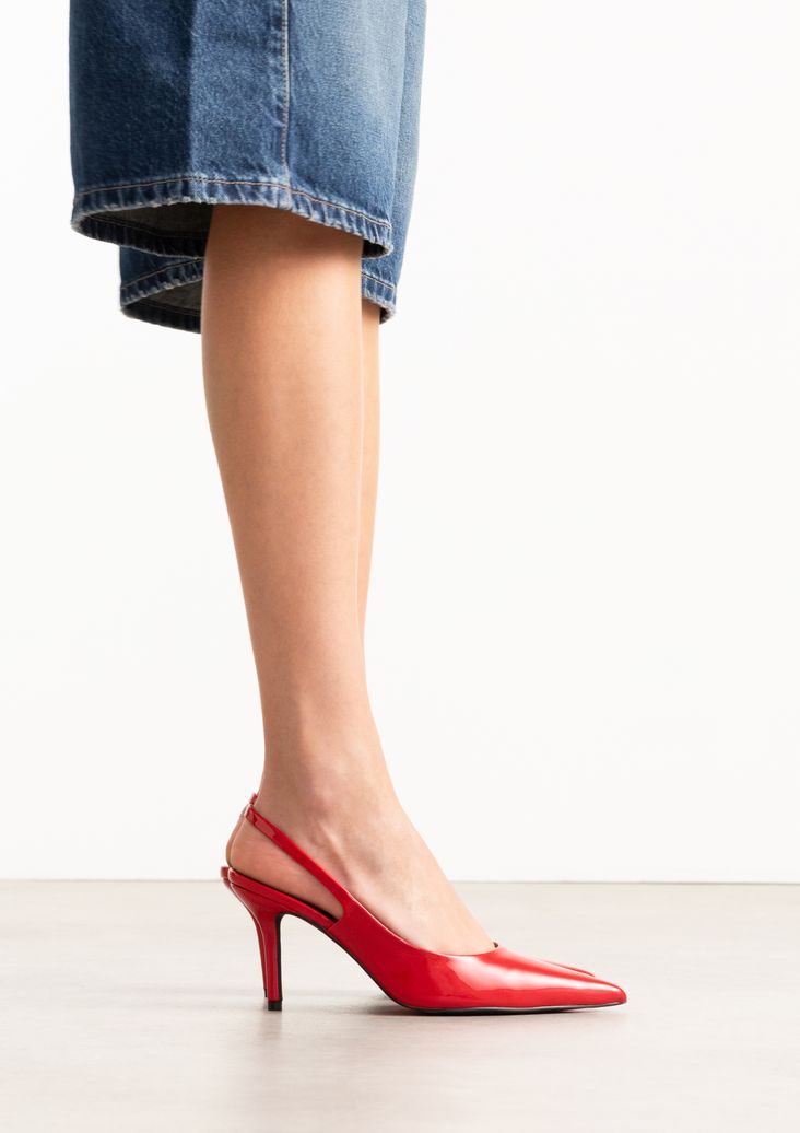 Escarpins à bride slingback vernis - rouge