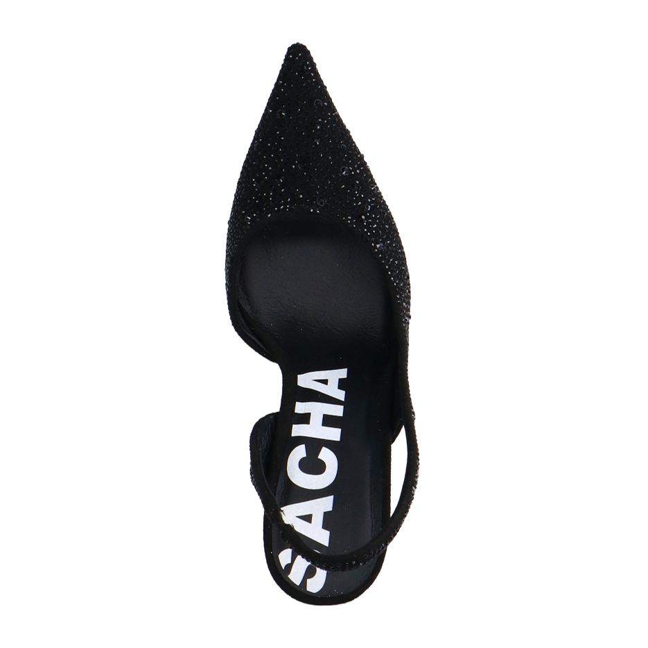 Slingbacks ornés de strass - noir