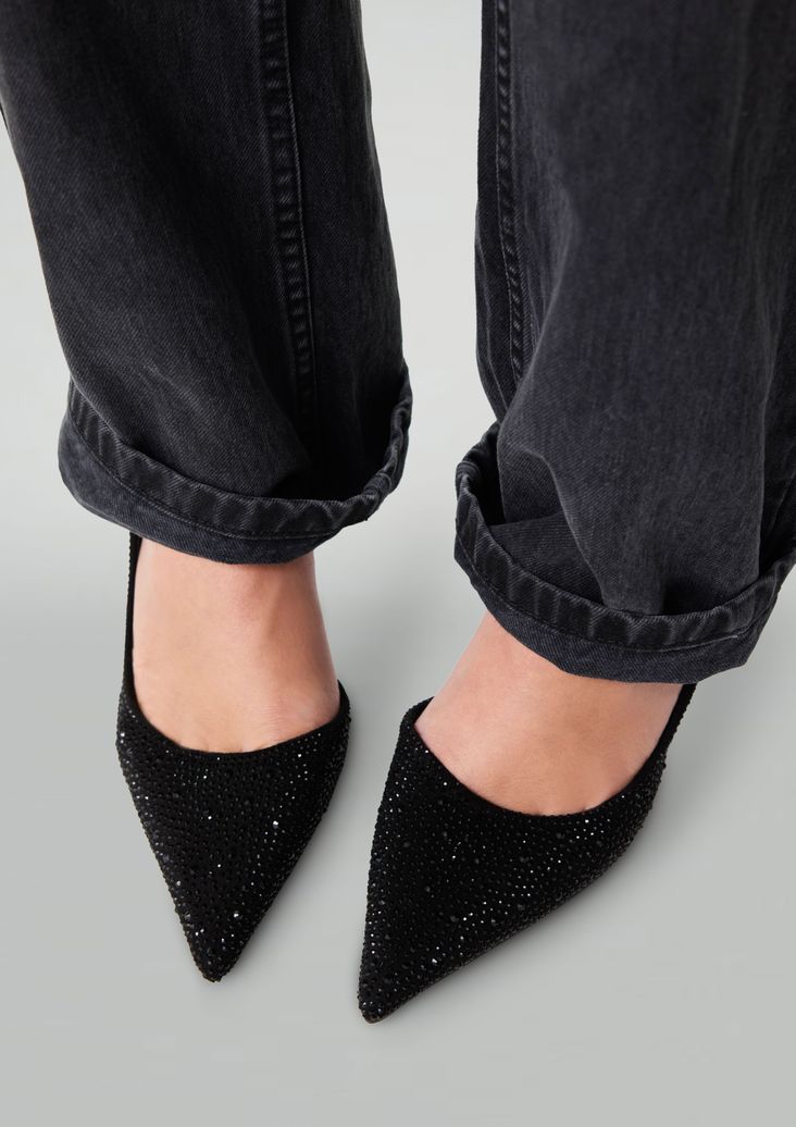 Slingbacks ornés de strass - noir