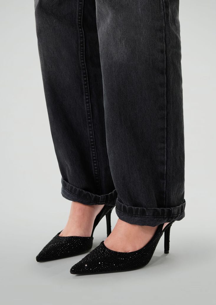 Slingbacks ornés de strass - noir